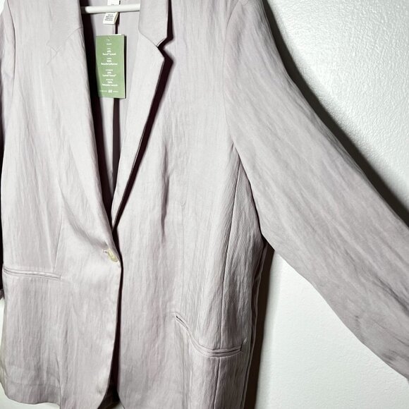 H&M Womens Blazer Coat Soft Light Tencel/Lyocell 2 Faux Pockets Lavender NWT - Picture 4 of 9